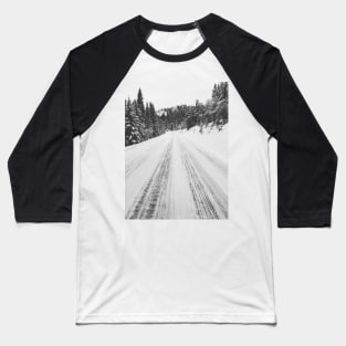 White Winter in Scandinavia - Mountain Road Through Fir Tree Forest Baseball T-Shirt